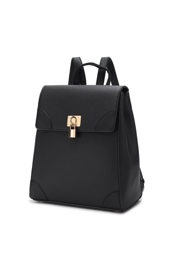 Sansa Vegan Leather Women's Backpack, Sleek Bookbag Purse by Mia K - Black