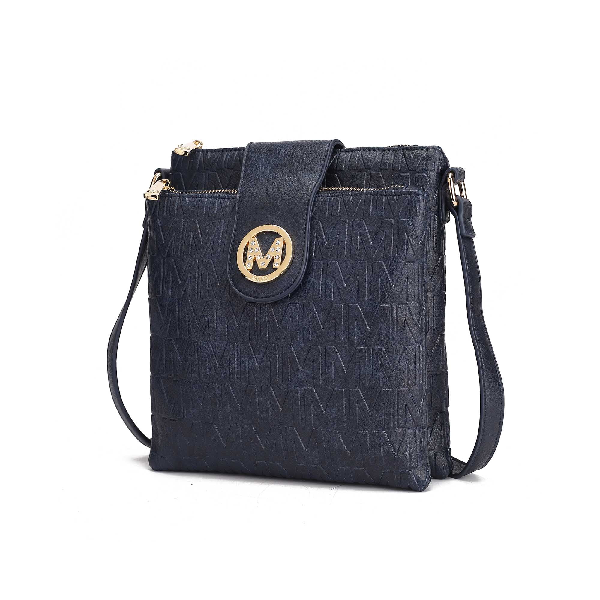 MKF Collection Vegan Leather Crossbody Bag For Women - Trendy Shoulder Purse With Gold Hardware, 8.25x7 Inch