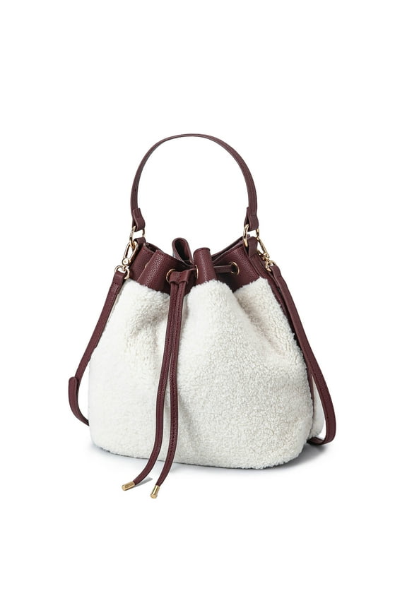 Saryn Women’s Vegan Leather Bucket Bag by Mia K- Burgundy