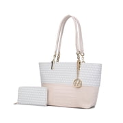 MKF Collection Sasha Vegan Leather Womens Tote Bag with Matching Wallet, Modern Hobo Purse Handbag by Mia K -White
