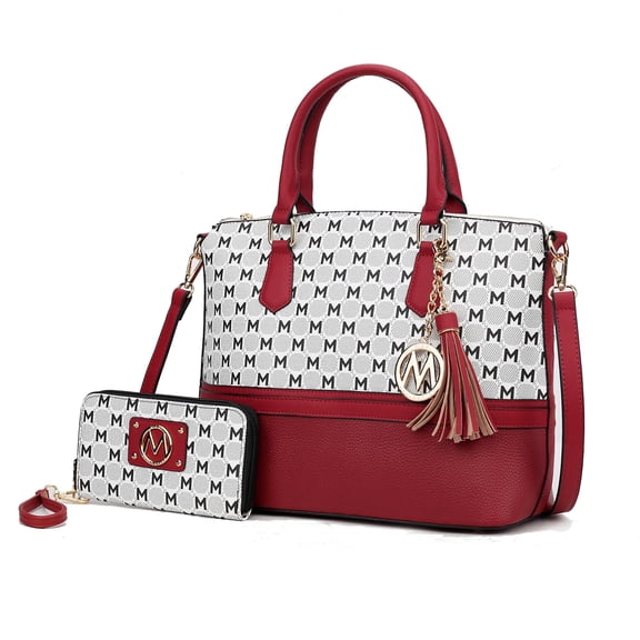 MKF Collection Saylor Circular M Print Women’s Tote Bag with matching Wristlet Wallet by Mia K - Red