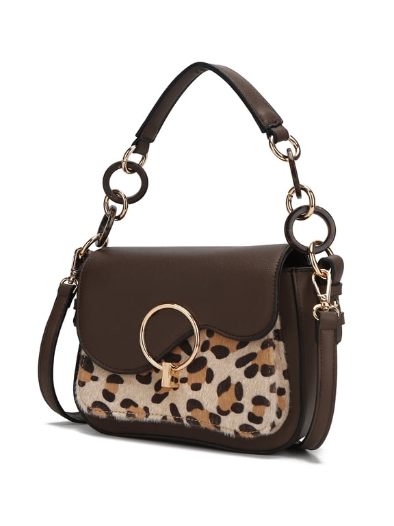 Serena Vegan Leather Women's Shoulder Bag, Sleek Crossbody Purse Handbag by Mia K - Chocolate