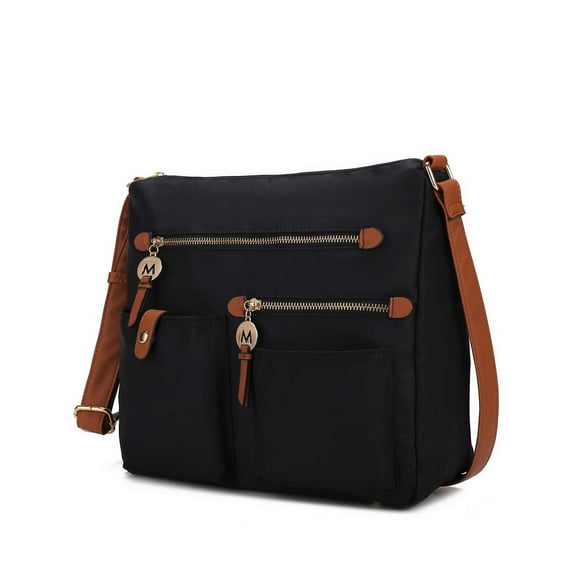 MKF Collection Serena Women’s Shoulder Bag Color-Block Nylon – Lightweight, Stylish, and Functional by Mia K - Black Cognac