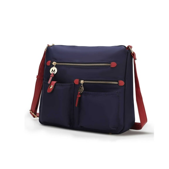 MKF Collection Serena Women’s Shoulder Bag Color-Block Nylon – Lightweight, Stylish, and Functional by Mia K - Navy Wine