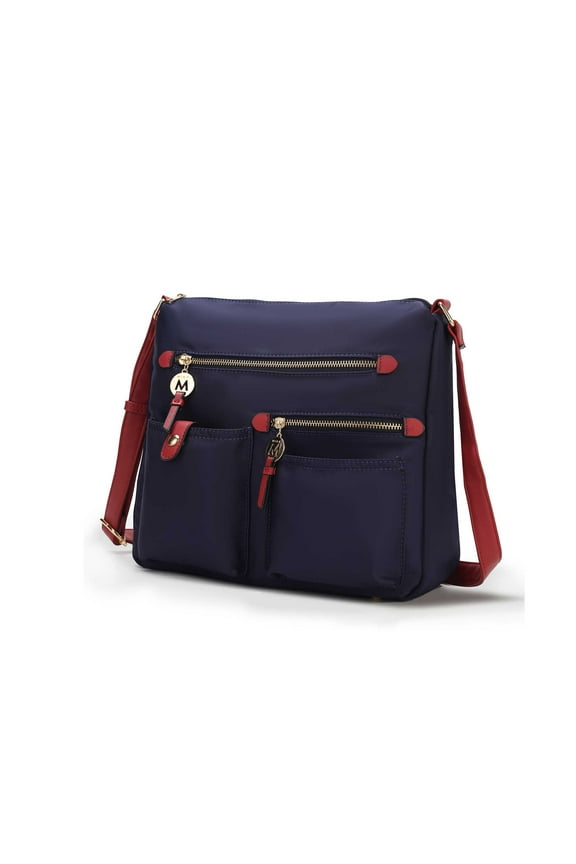 Serena Women’s Shoulder Bag Color-Block Nylon – Lightweight, Stylish, and Functional by Mia K - Navy Wine