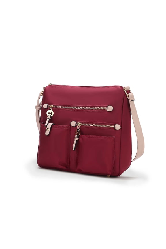 Serena Women’s Shoulder Bag Color-Block Nylon – Lightweight, Stylish, and Functional by Mia K - Wine Blush