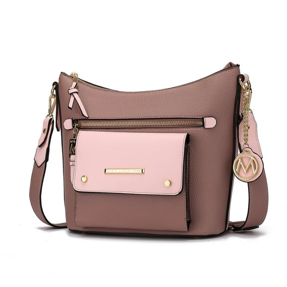 MKF Collection Serenity Women Hobo Bag, Color Block Vegan Leather Shoulder Bag by Mia K - Mauve Blush