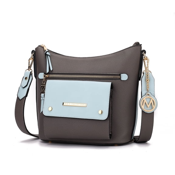 MKF Collection Serenity Women Hobo Bag, Color Block Vegan Leather Shoulder Bag by Mia K - Denim Light Blue