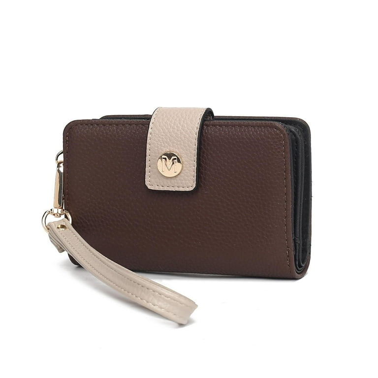 MKF Collection Shira Womens Color Block Vegan Leather Wallet with Wristlet by Mia K Coffee Brown Women s Size Medium