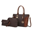 thumbnail image 1 of MKF Collection Shonda Women's Tote Bag, Cosmetic Pouch, & Wristlet 3-Piece Set by Mia K. - Brown, 1 of 8