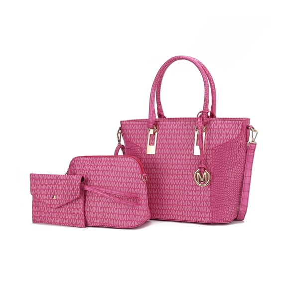 MKF Collection Shonda Women's Tote Bag, Cosmetic Pouch, & Wristlet 3-Piece Set by Mia K. - Fuchsia