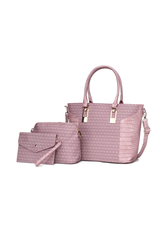 Shonda Women's Tote Bag, Cosmetic Pouch, & Wristlet 3-Piece Set by Mia K. - Lavender