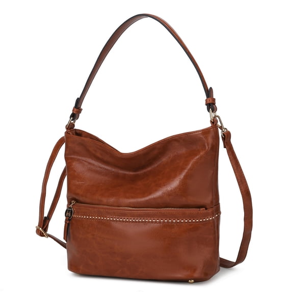 MKF Collection Sierra Women’s Vegan Leather Shoulder Bag by Mia K - Cognac Brown