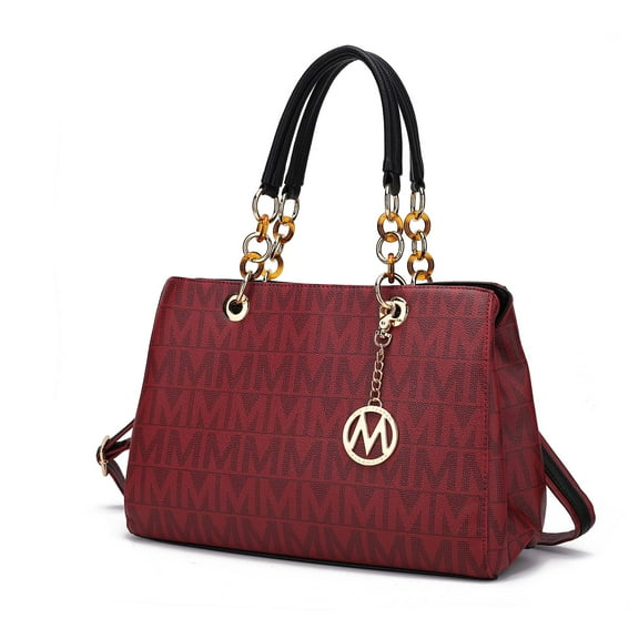 MKF Collection Sirna Women's Satchel Bag Signature Vegan LeatherShoulder Bag Handbag Purse By Mia K.- Burgundy