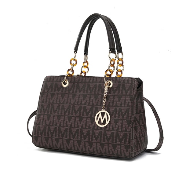 MKF Collection Sirna Women's Satchel Bag Signature Vegan LeatherShoulder Bag Handbag Purse By Mia K.- Chocolate