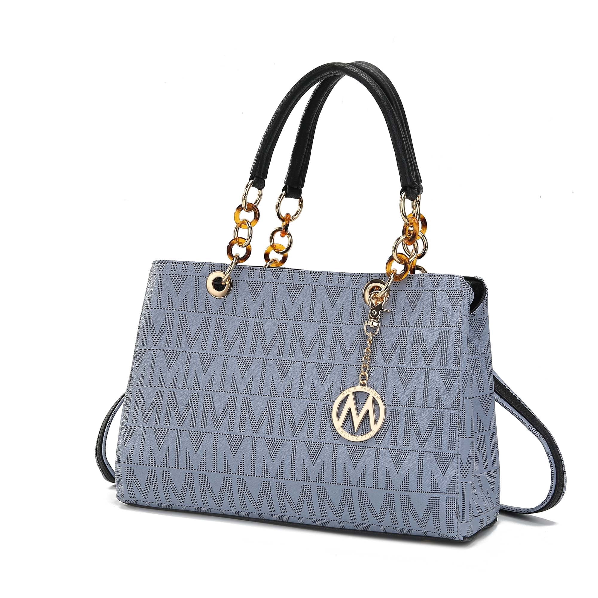 MKF Collection Sirna Women's Satchel Bag Signature Vegan LeatherShoulder Bag Handbag Purse By Mia K.- Gray
