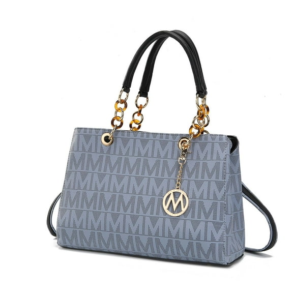 MKF Collection Sirna Women's Satchel Bag Signature Vegan LeatherShoulder Bag Handbag Purse By Mia K.- Gray