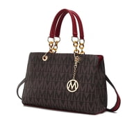 MKF Collection Sirna Women's Satchel Bag Signature Vegan LeatherShoulder Bag Handbag Purse By Mia K.- Red
