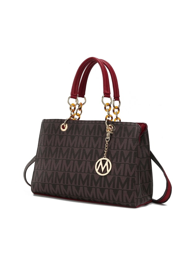 Sirna Women's Satchel Bag Signature Vegan LeatherShoulder Bag Handbag Purse By Mia K.- Red