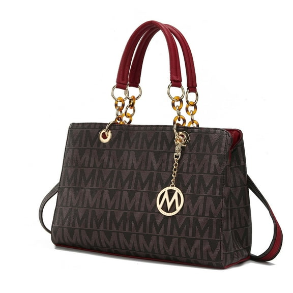 MKF Collection Sirna Women's Satchel Bag Signature Vegan LeatherShoulder Bag Handbag Purse By Mia K.- Red