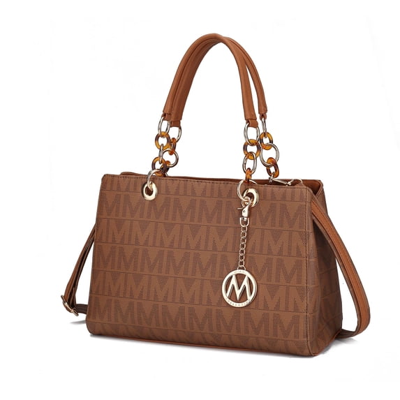 MKF Collection Sirna Women's Satchel Bag Signature Vegan LeatherShoulder Bag Handbag Purse By Mia K.- Tan