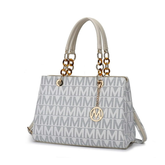 MKF Collection Sirna Women's Satchel Bag Signature Vegan LeatherShoulder Bag Handbag Purse By Mia K.- White