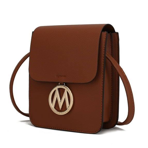 MKF Collection Skylar Women Crossbody Bag, Vegan Leather Small Phone Bag Shoulder Bag by Mia K - Cognac Brown