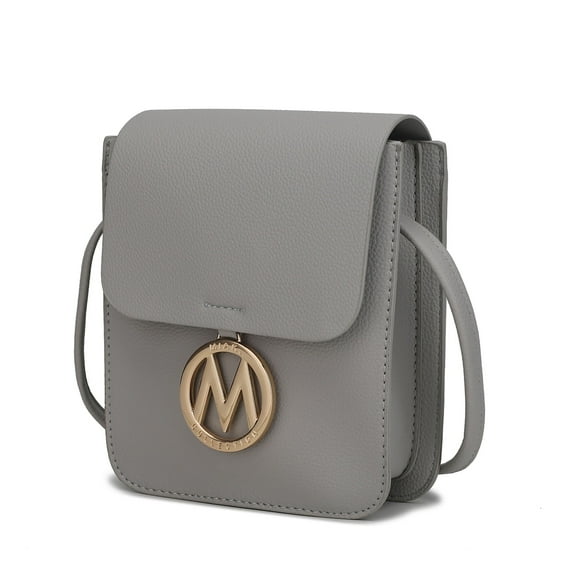 MKF Collection Skylar Women Crossbody Bag, Vegan Leather Small Phone Bag Shoulder Bag by Mia K - Gray