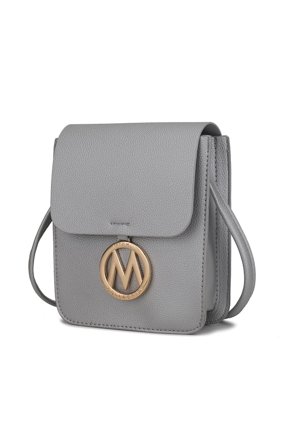 Skylar Women Crossbody Bag, Vegan Leather Small Phone Bag Shoulder Bag by Mia K - Silver