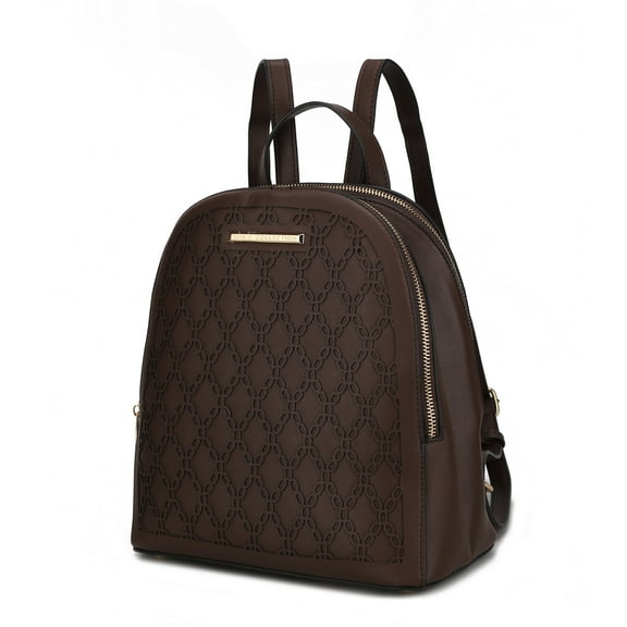 MKF Collection Sloane Vegan Leather Multi Pocket Women's Backpack, Elegant Functional Bookbag Purse Handbag by Mia K - Chocolate