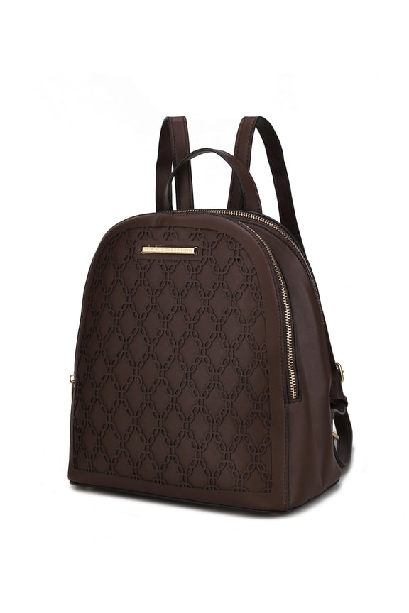 Sloane Vegan Leather Multi Pocket Women's Backpack, Elegant Functional Bookbag Purse Handbag by Mia K - Chocolate