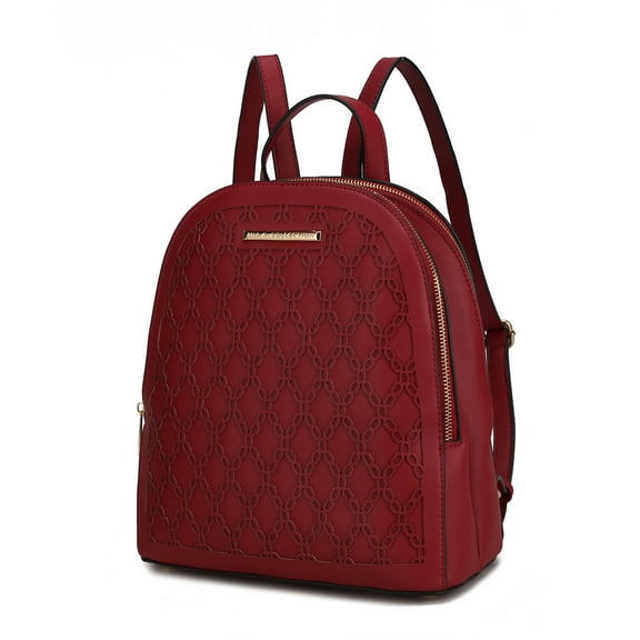 MKF Collection Sloane Vegan Leather Multi Pocket Women's Backpack, Elegant Functional Bookbag Purse Handbag by Mia K - Wine