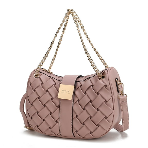 MKF Collection Solari Women's Shoulder Bag Braided Chain Vegan Leather Handbag Purse by Mia K -Pink