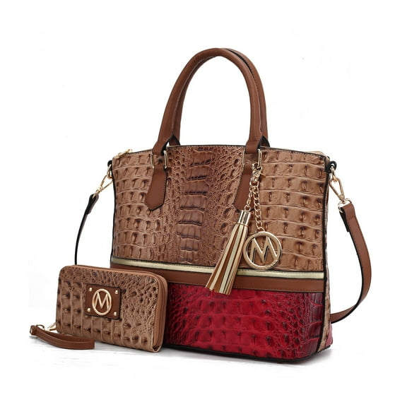 MKF Collection Sophie Women's Tote bag with Wallet, Crocodile Vegan Leather Shoulder Bag Handbag Set By Mia K