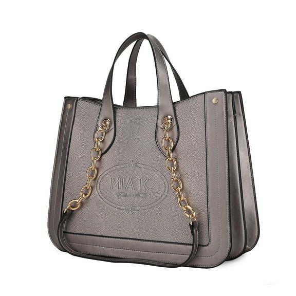 MKF Collection Stella Vegan Leather Women's Tote Bag, Stylish Shoulder Purse Handbag by Mia K - Pewter