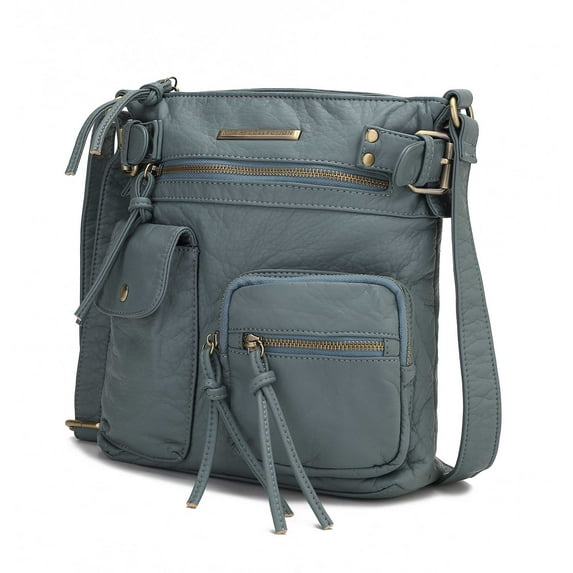 MKF Collection Stiella Vintage Women's Shoulder Bag Multi Compartment Casual for Daily Use by Mia K - Denim Blue
