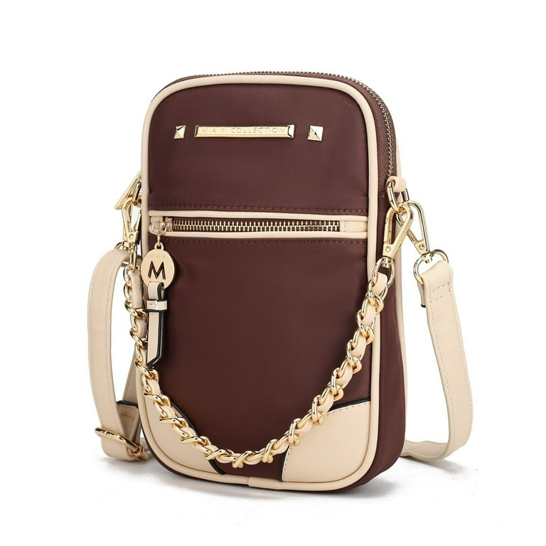 M tan nylon crossbody bag