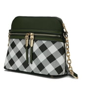 MKF Collection Suki Checkered Vegan Leather Womens Crossbody Handbag by Mia K. - Olive