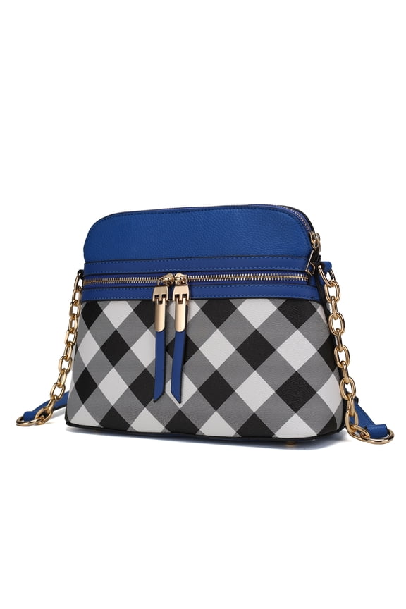 Suki Checkered Vegan Leather Women's Crossbody Handbag by Mia K. - Royal Blue