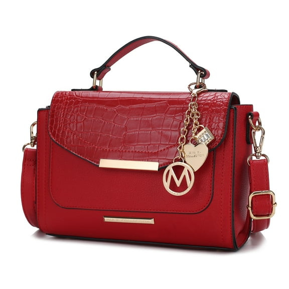 MKF Collection Sylvie Croco Embossed Vegan Leather Women’s Shoulder Bag, Stylish Crossbody Purse Handbag by Mia K - Red