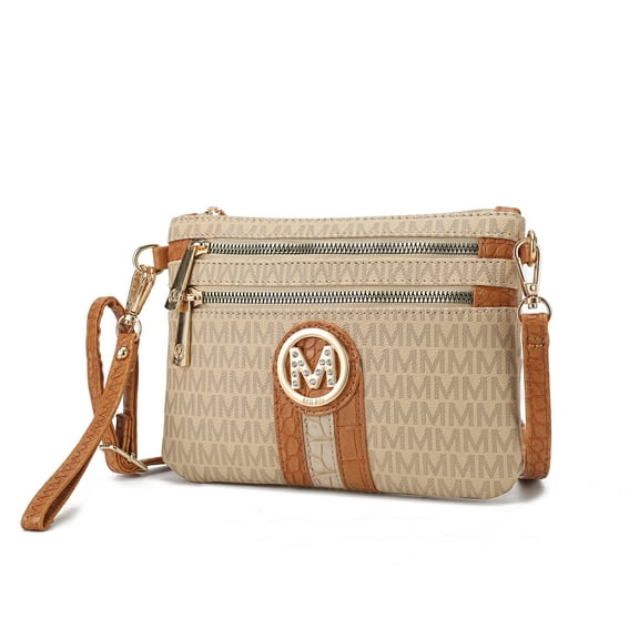 MKF Collection Tarren Vegan Leather Women's Wristlet Crossbody Bag, Stylish Purse Clutch Handbag by Mia K - Beige