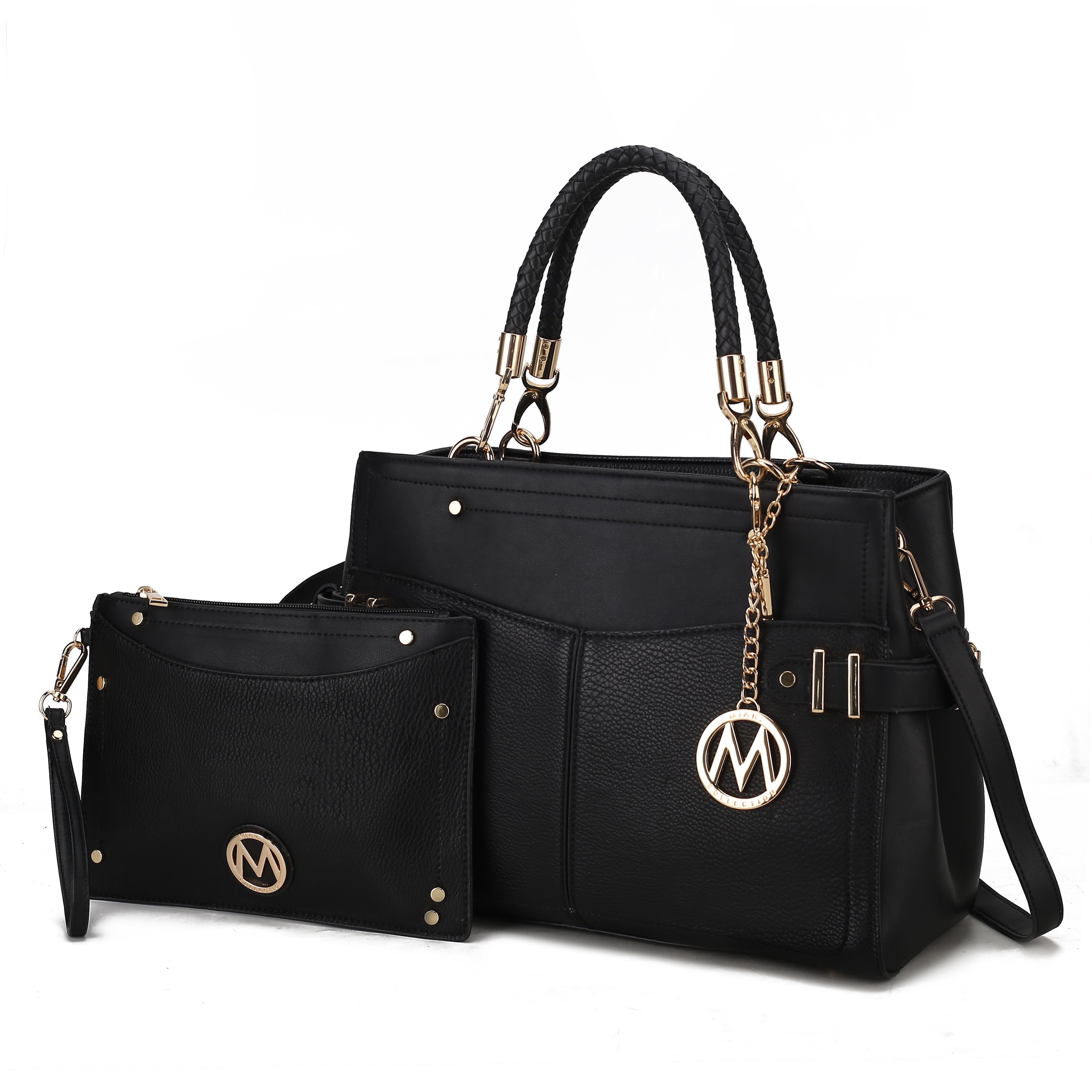 MKF Collection Tenna Vegan Leather Women's Satchel Bag, Stylish Top-Handle Purse Handbag by Mia K - Black