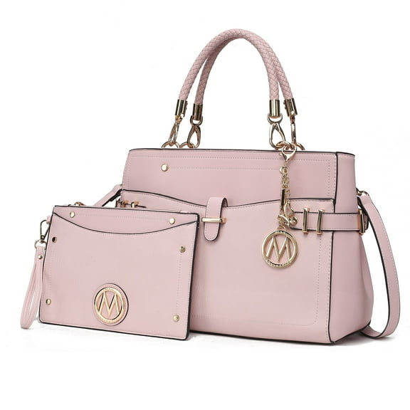 MKF Collection Tenna Vegan Leather Women's Satchel Bag, Stylish Top-Handle Purse Handbag by Mia K - Blush
