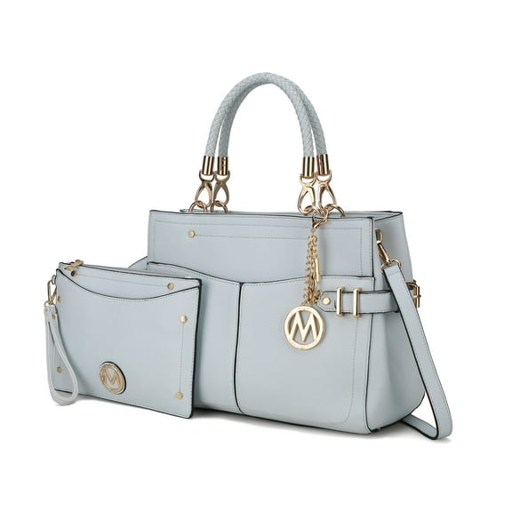 MKF Collection Tenna Vegan Leather Women's Satchel Bag, Stylish Top-Handle Purse Handbag by Mia K - Light Blue