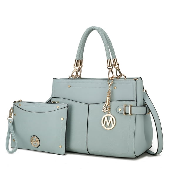 MKF Collection Tenna Vegan Leather Women's Satchel Bag, Stylish Top-Handle Purse Handbag by Mia K - Seafoam