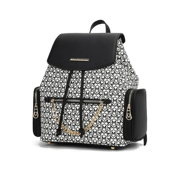 MKF Collection The Issah Backpack Stylish Vegan Leather, Spacious Design, and Versatile Handbag M Monogram Desing by Mia K.- Black