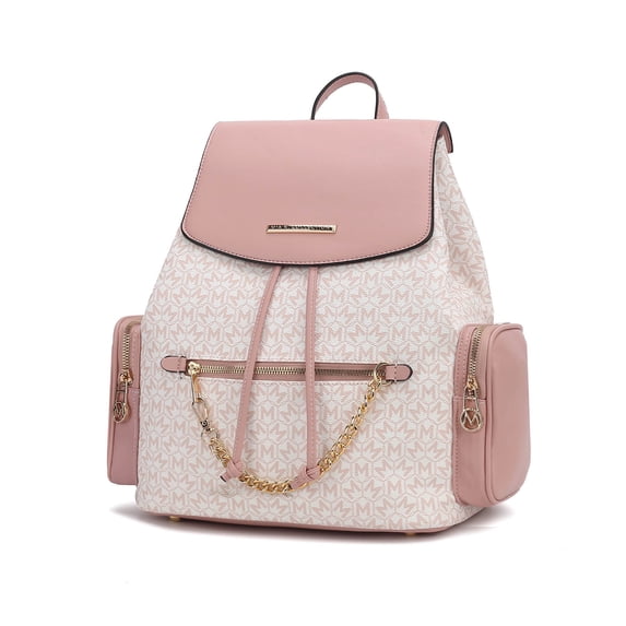 MKF Collection The Issah Backpack Stylish Vegan Leather, Spacious Design, and Versatile Handbag M Monogram Desing by Mia K.- Peach