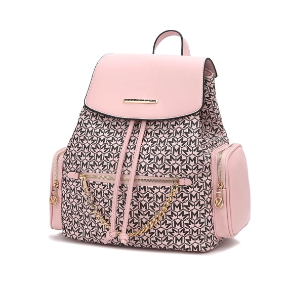 MKF Collection The Issah Backpack Stylish Vegan Leather, Spacious Design, and Versatile Handbag M Monogram Desing by Mia K.- Pink