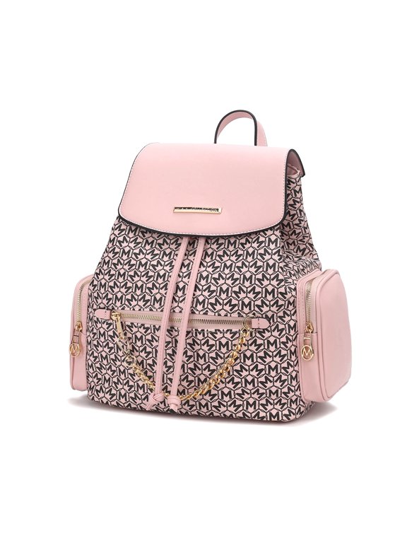 The Issah Backpack Stylish Vegan Leather, Spacious Design, and Versatile Handbag M Monogram Desing by Mia K.- Pink
