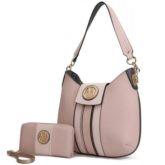MKF Collection Torri Hobo Bag with Wallet, Vegan Leather Shoulder Bag Handbag Set by Mia K - Pink